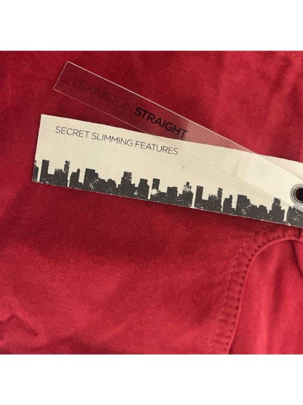 Jones New York Womens Velour Pants sz 12 Red Regular Lexington Straight NWT - Picture 6 of 14